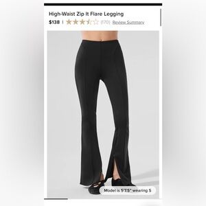Alo High-Waist Black zip Flare  Leggings